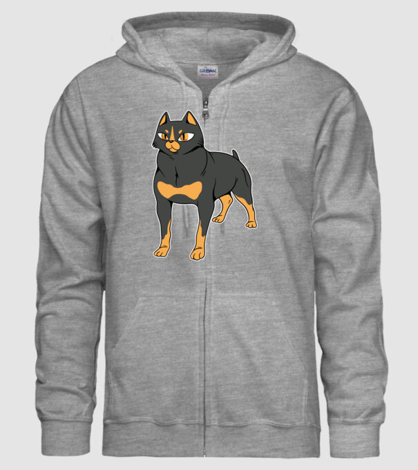 Rottweiler pisică model gri pe tricou