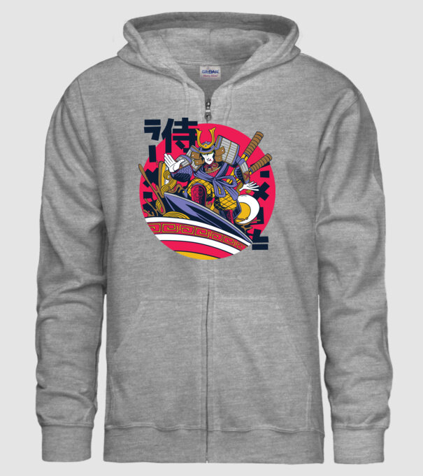 Samurai Ramen Surf model gri pe tricou