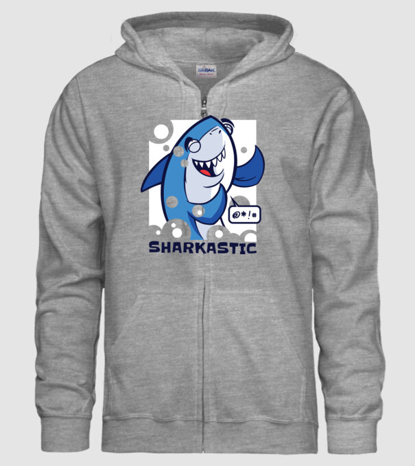 Sharkastic - Rechinul sarcastic model gri pe tricou
