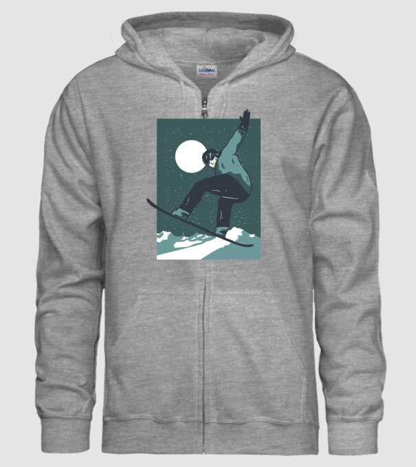 Săritură Snowboard model gri pe tricou