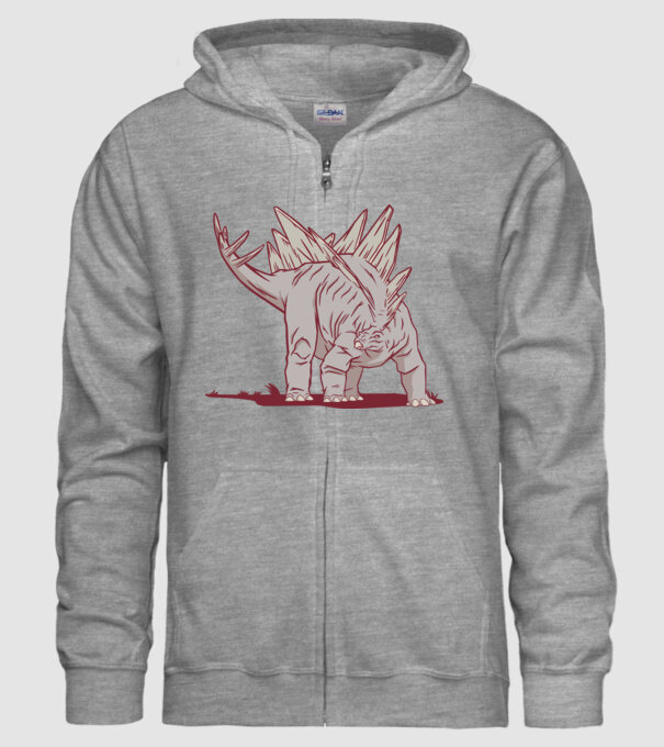 Stegosaurus dinozaur model gri pe tricou
