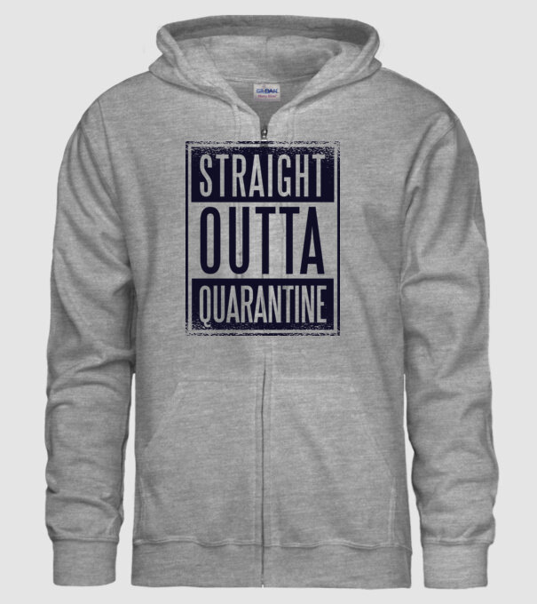 Straight outta quarantine model gri pe tricou