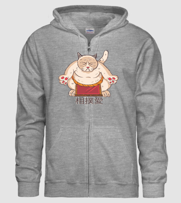 Pisică Sumo model gri pe tricou