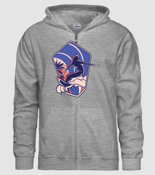 Surf ilustrare model gri pe tricou