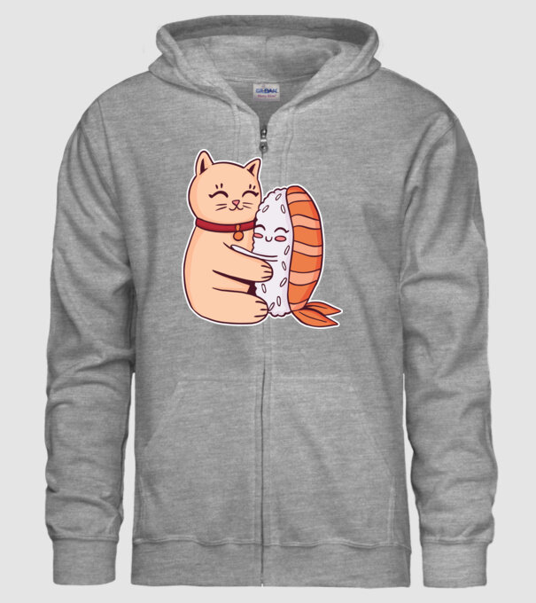 Sushi cu Pisică model gri pe tricou