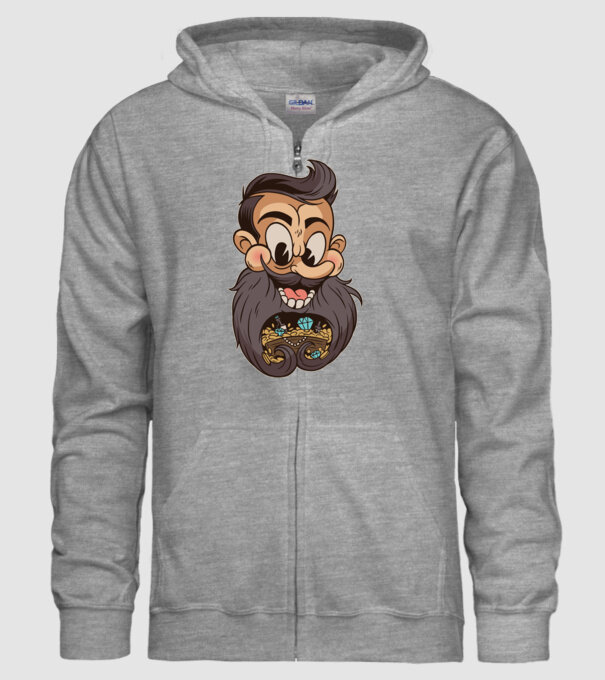 Comoară barbă model gri pe tricou