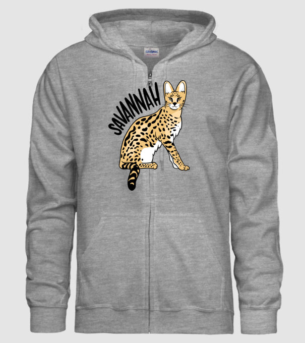 Pisică Savannah model gri pe tricou