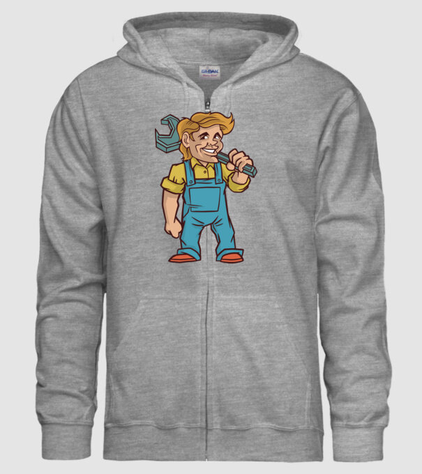 Instalator model gri pe tricou