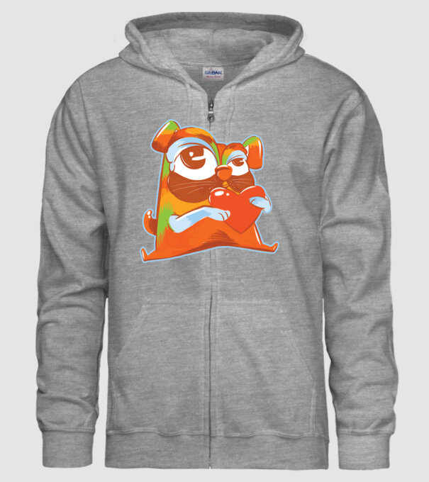 Mops colorat model gri pe tricou