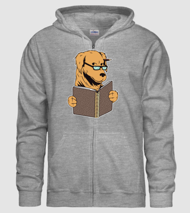 Câine Studiind model gri pe tricou