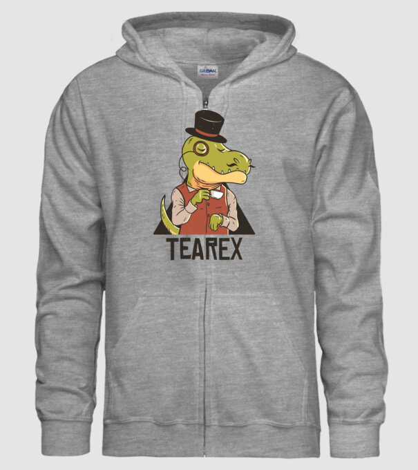 Tea Rex dinozaur cu ceai model gri pe tricou