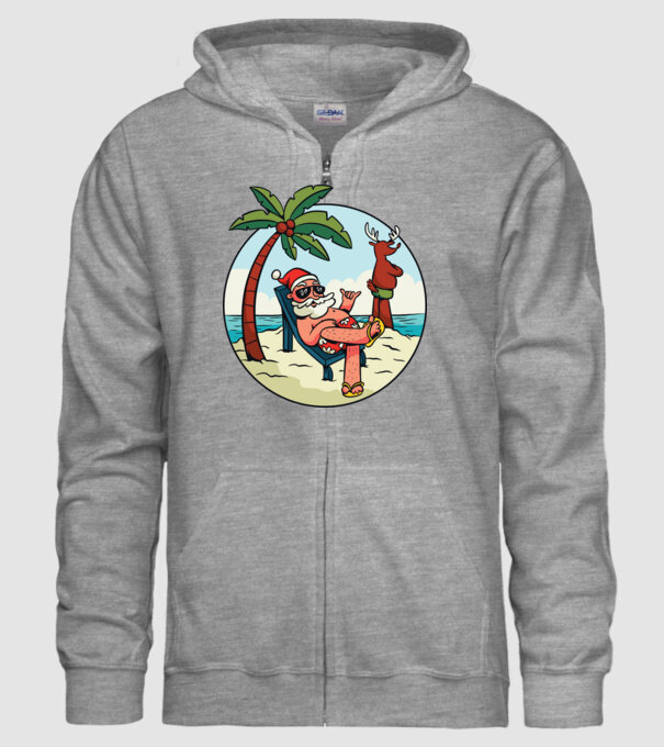 Moș Crăciun în vacanță de vară model gri pe tricou