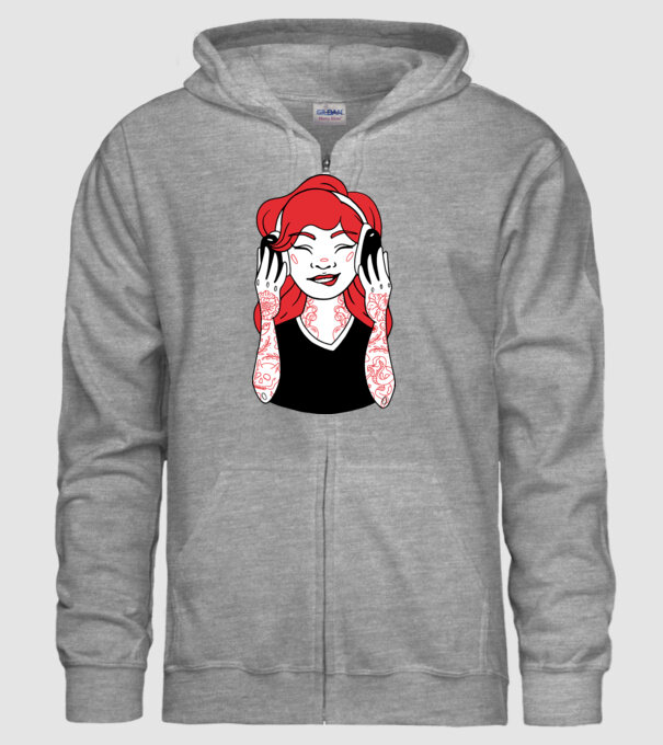 Fată Gamer tatuată model gri pe tricou