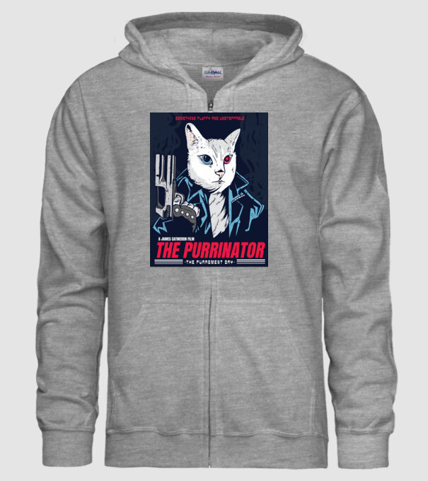 The Purrinator Pisică model gri pe tricou