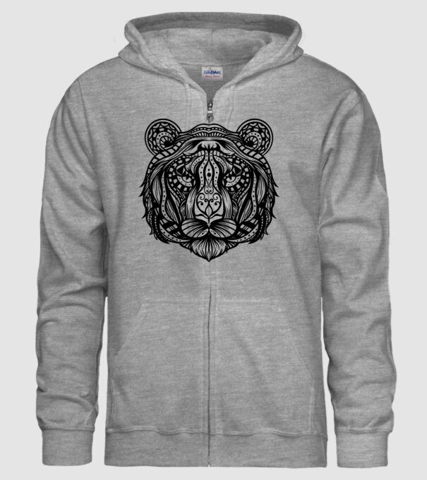 Tigru Mandala model gri pe tricou
