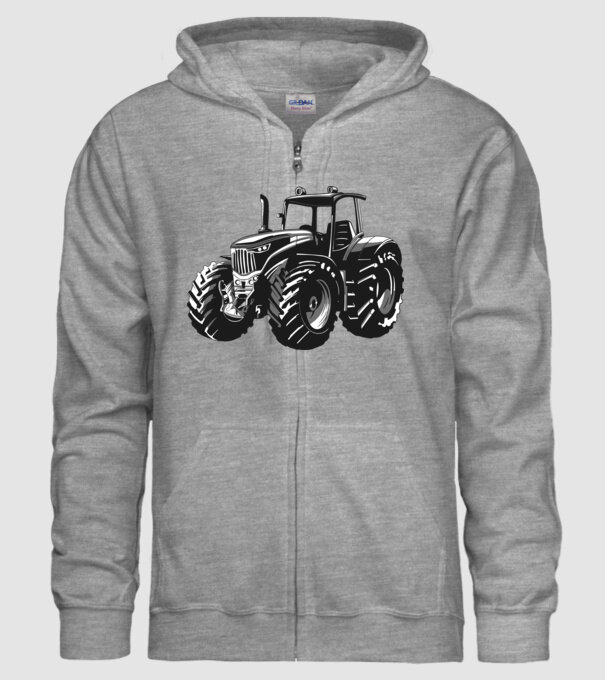 Tractor model gri pe tricou