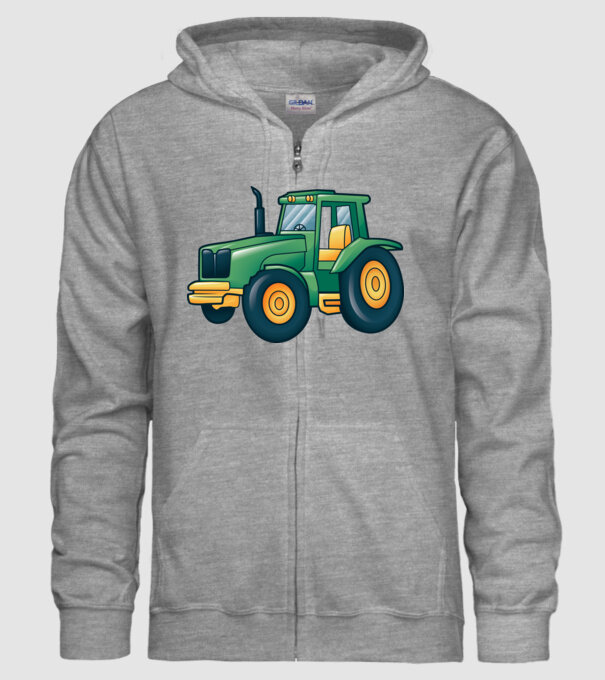 Desen Tractor model gri pe tricou