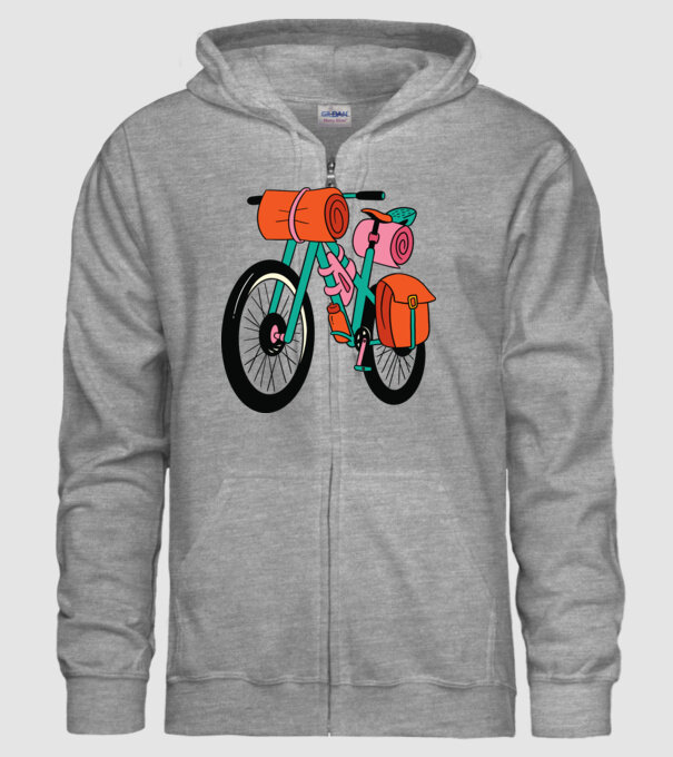 Bicicletă Drumeție model gri pe tricou