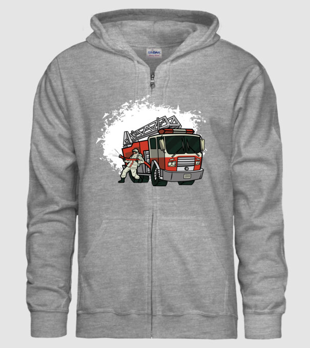 Pompier în acțiune model gri pe tricou