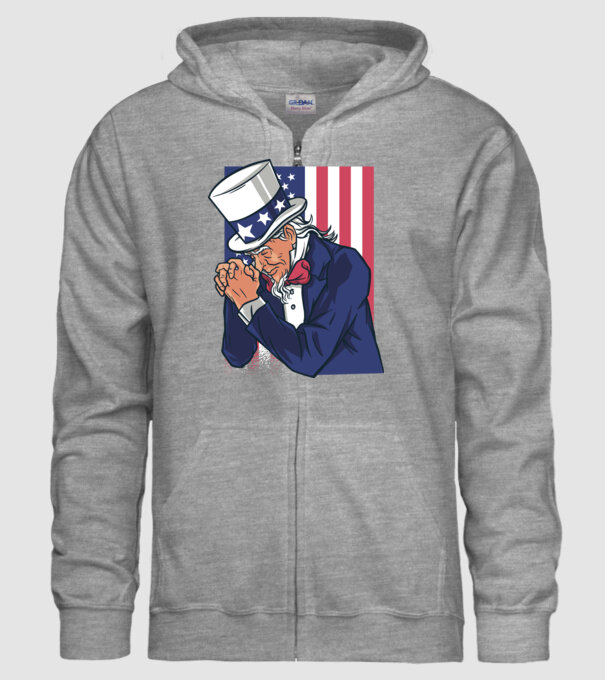 Uncle Sam se roagă model gri pe tricou