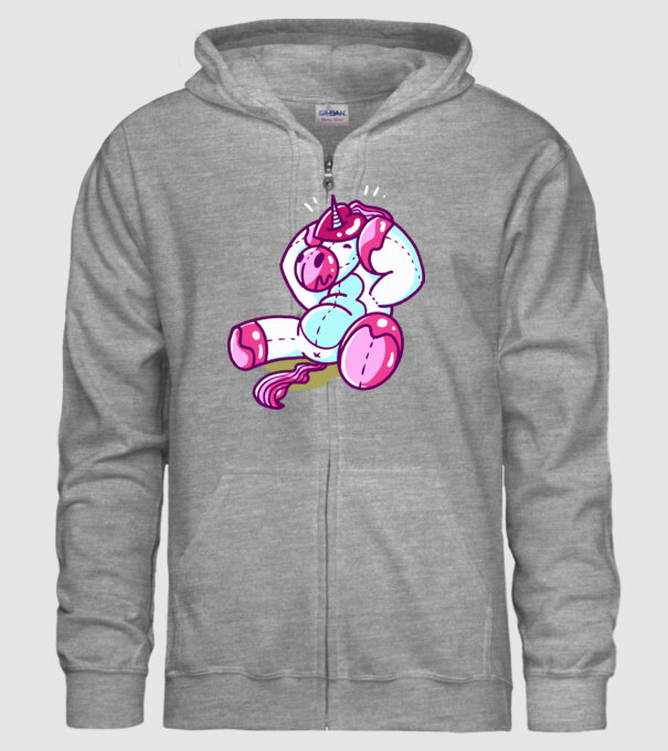 Unicorn cu inimă încornorată model gri pe tricou
