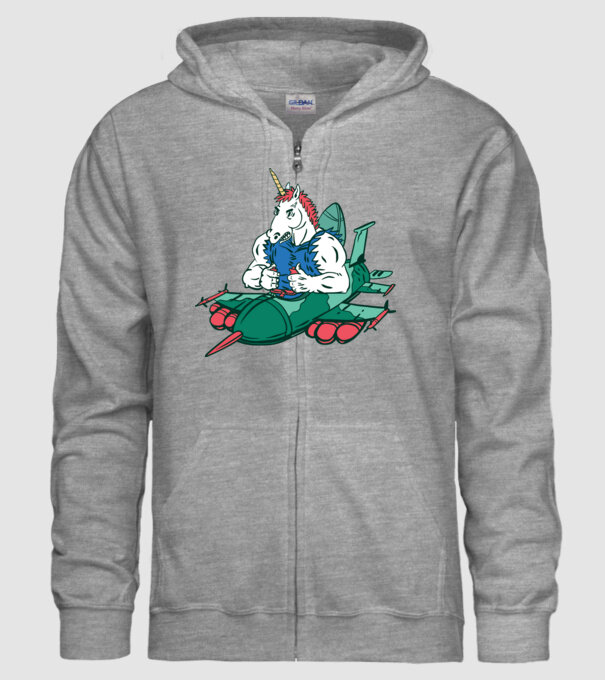Unicorn Avion de vânătoare model gri pe tricou