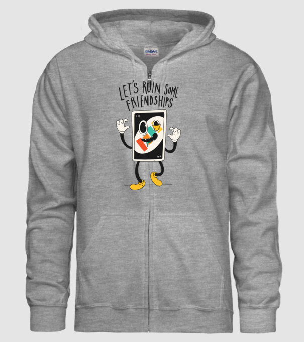 UNO +4 Cărți model gri pe tricou