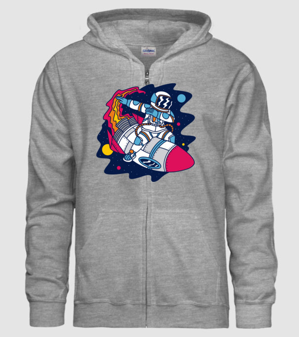 Astronaut DAB model gri pe tricou