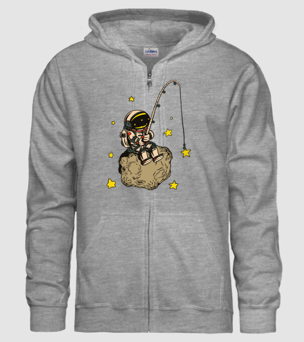 Pescar Astronaut model gri pe tricou