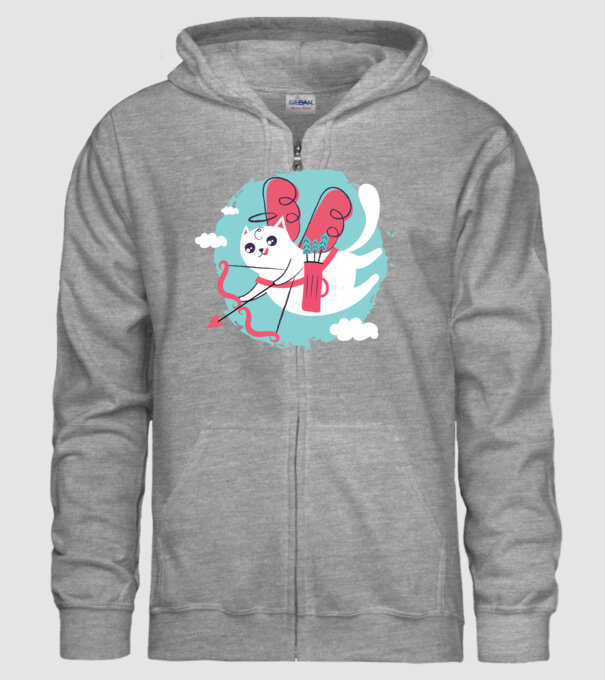 Pisică Valentin model gri pe tricou