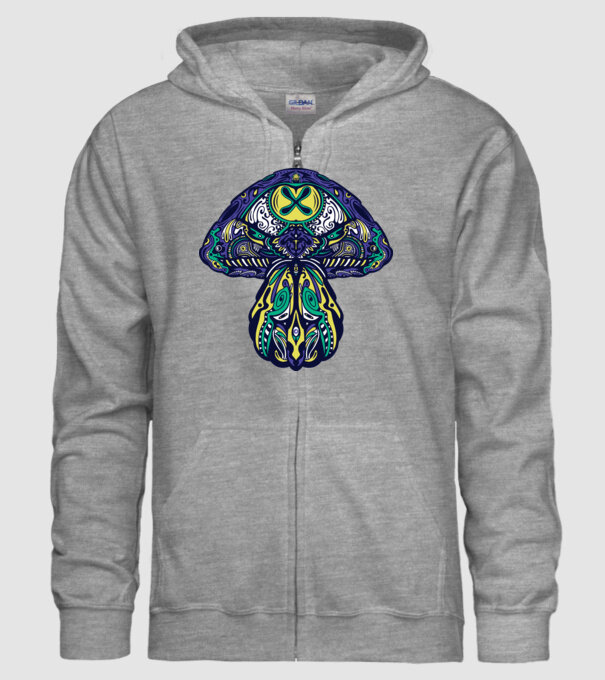 Ciupercă magică model gri pe tricou