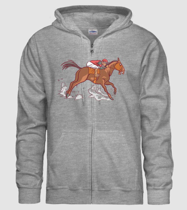 Cal de cursă Călăreț model gri pe tricou