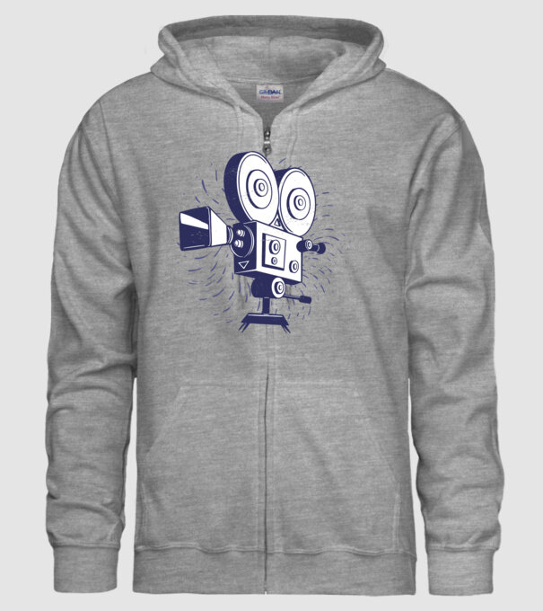 Camera video retro Vintage model gri pe tricou