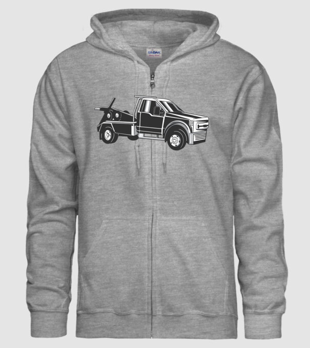 Mașină de remorcare model gri pe tricou