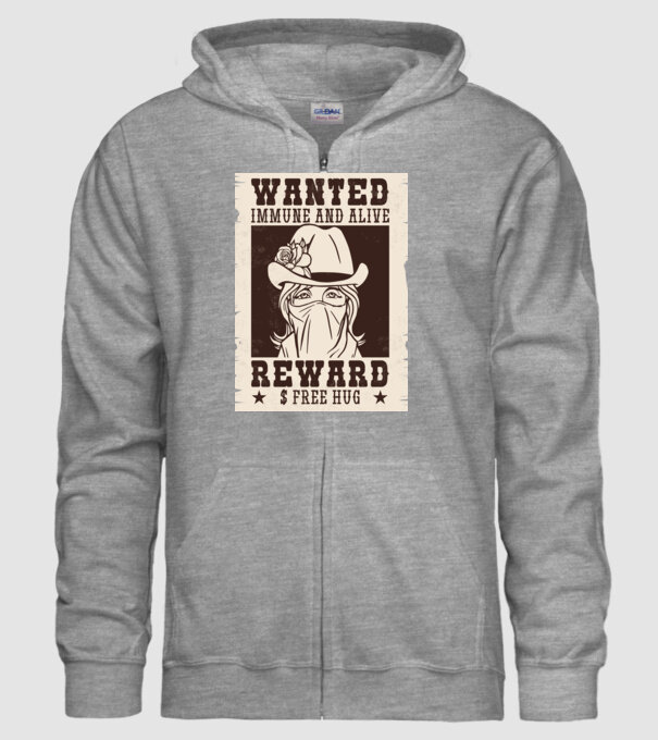 Afiș Wanted - Îmbrățișări gratuite model gri pe tricou