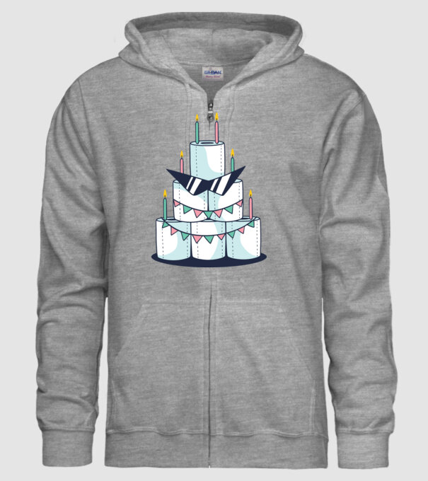 Tort de zi de naștere din hârtie igienică model gri pe tricou