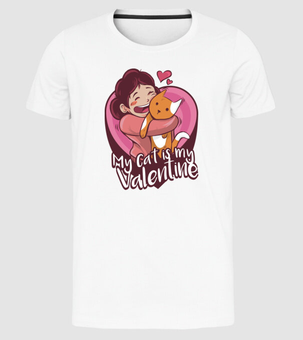 'Pisica mea este dragostea mea Tricou drăguț pentru Valentine''s Day' model alb pe tricou