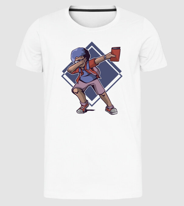 Student afro model alb pe tricou