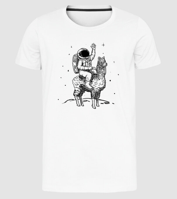 Alpaca Astronaut model alb pe tricou