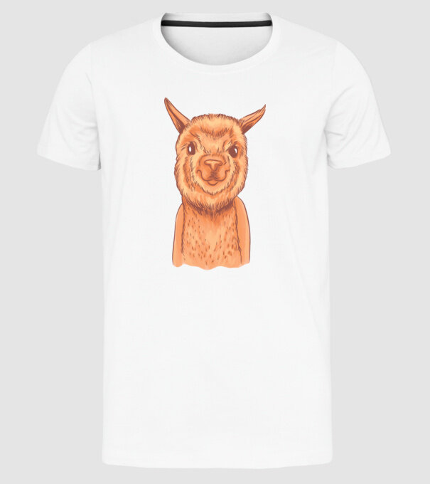 Cap de Alpaca model alb pe tricou