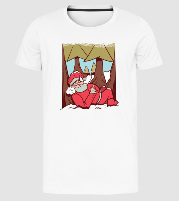 Moș Crăciun dormind model alb pe tricou