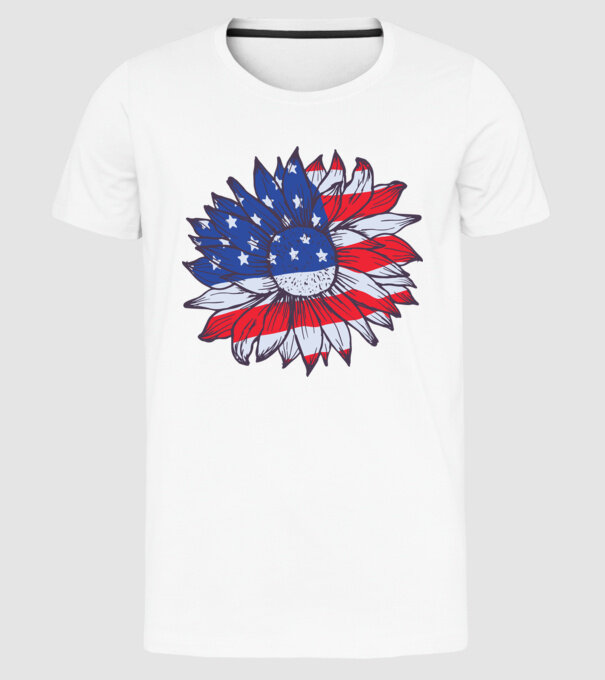 Floarea-soarelui americană Usa Sunflower model alb pe tricou