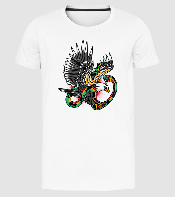 Vultur American model alb pe tricou