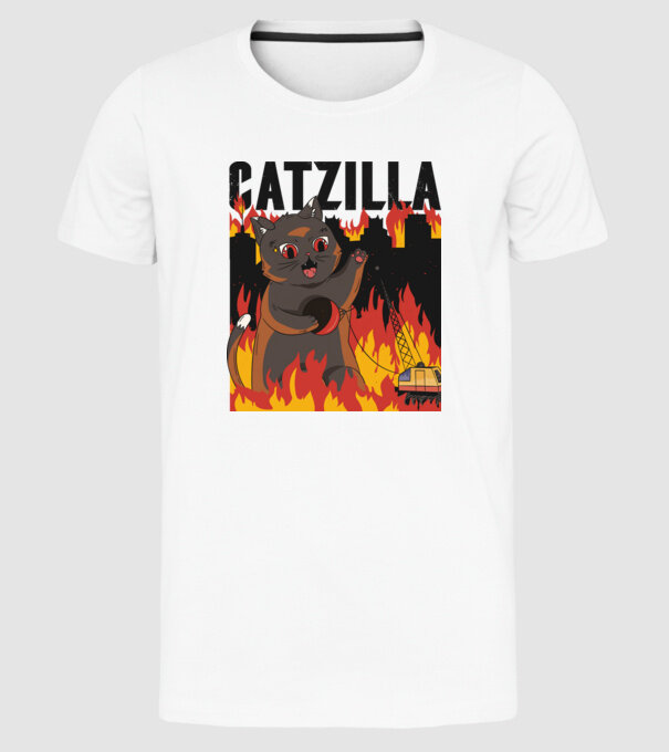 Anime Catzilla model alb pe tricou