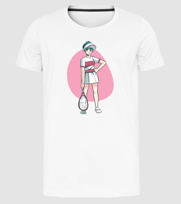 Anime Jucător de tenis fată model alb pe tricou