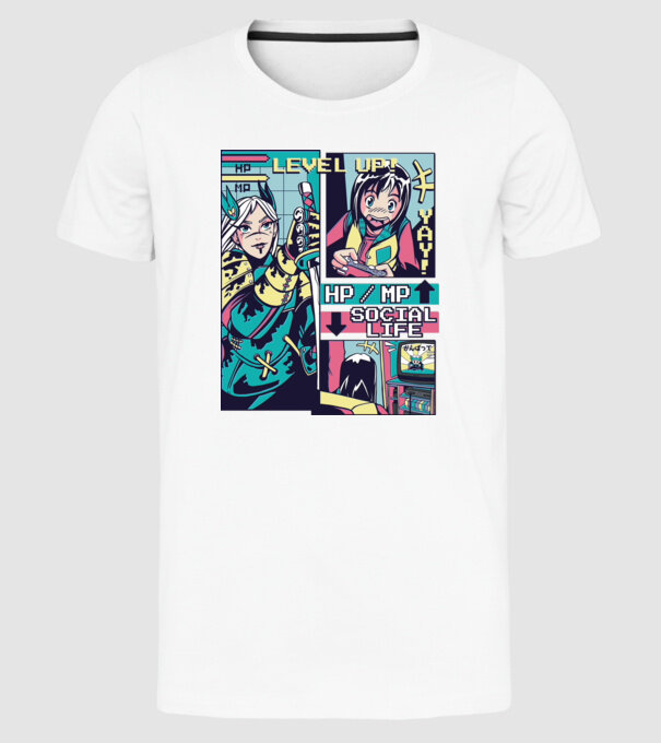 Anime Vaporwave benzi desenate model alb pe tricou