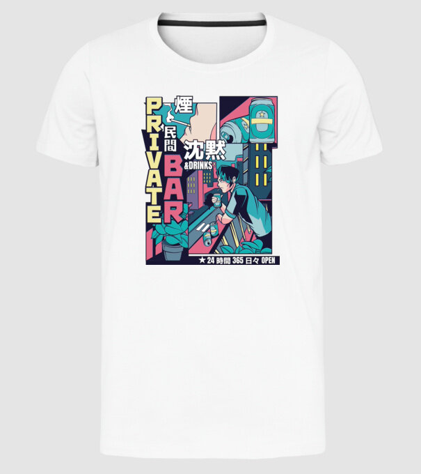 Anime Vaporwave benzi desenate model alb pe tricou