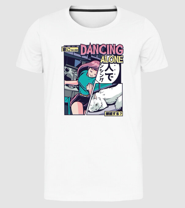 Anime Vaporwave benzi desenate model alb pe tricou