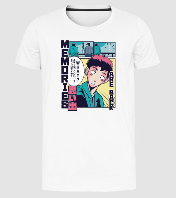 Anime Vaporwave benzi desenate model alb pe tricou