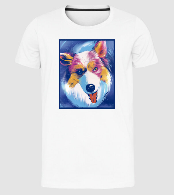 Câine ciobănesc australian model alb pe tricou